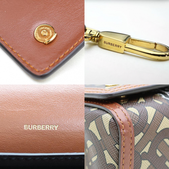 Burberry(버버리) 80207231 TB 모노그램 스트라이프 E캔버스 브라운 레더 스몰 크로스백