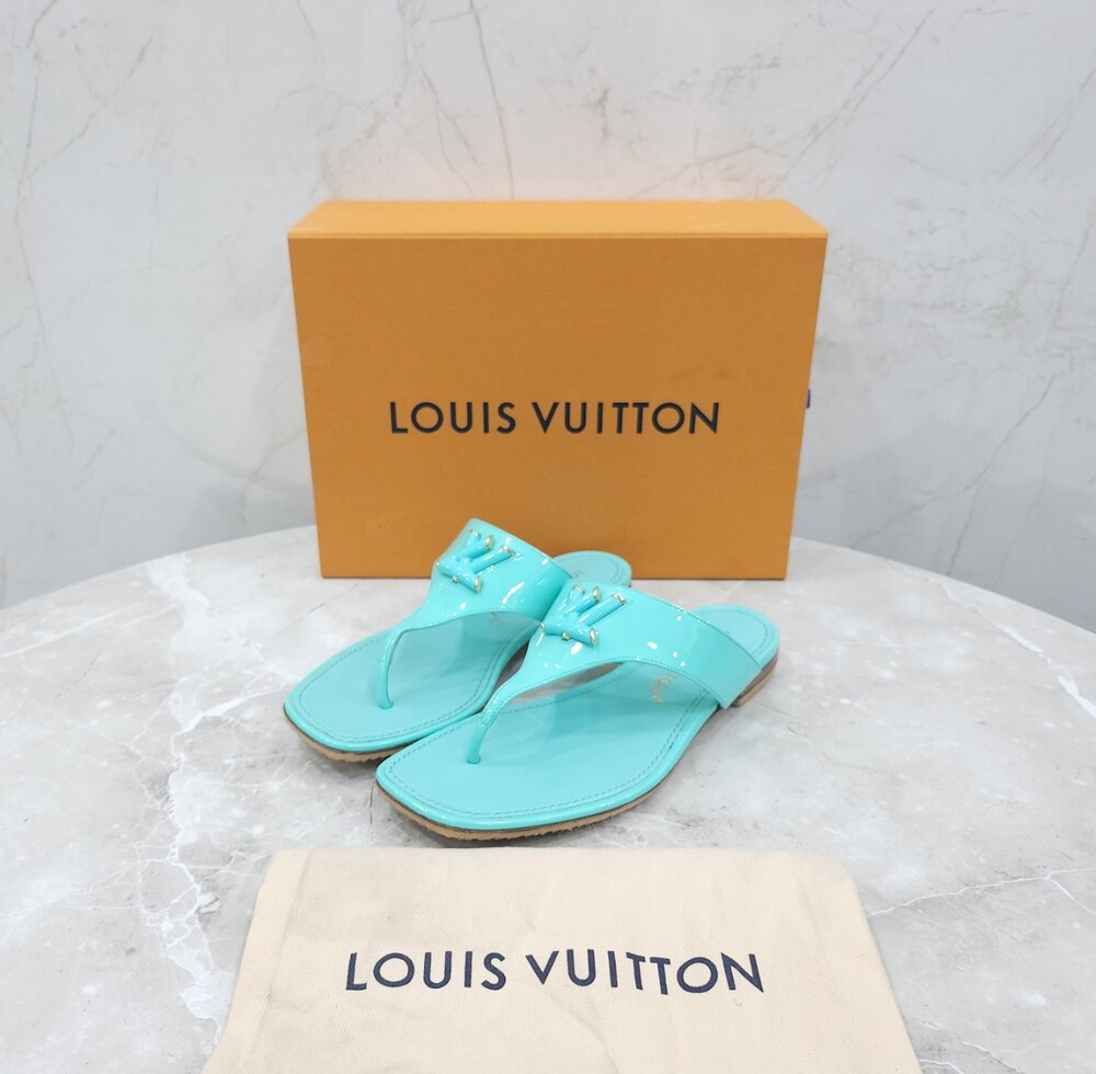 [럭스유] 38 / 루이비통 LV 로고 샌들 슬리퍼 민트