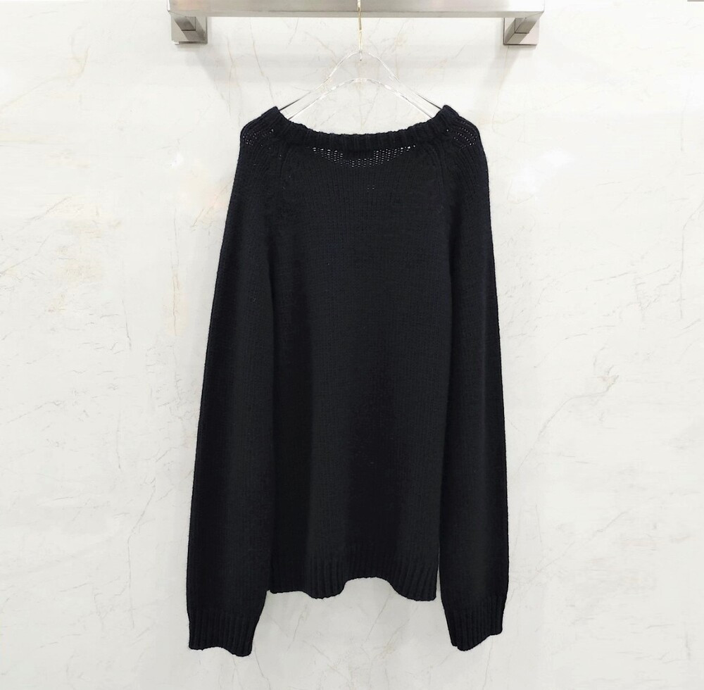 [럭스유] M / 라프시몬스 네이비 A로고 지퍼 절개 라운드 니트