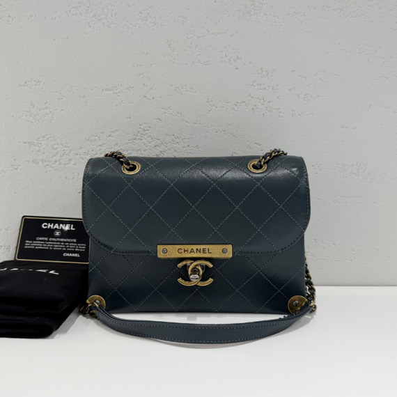 샤넬 플랩백 램스킨 미니 금장 블루그린 숄더백 23번대 A93514