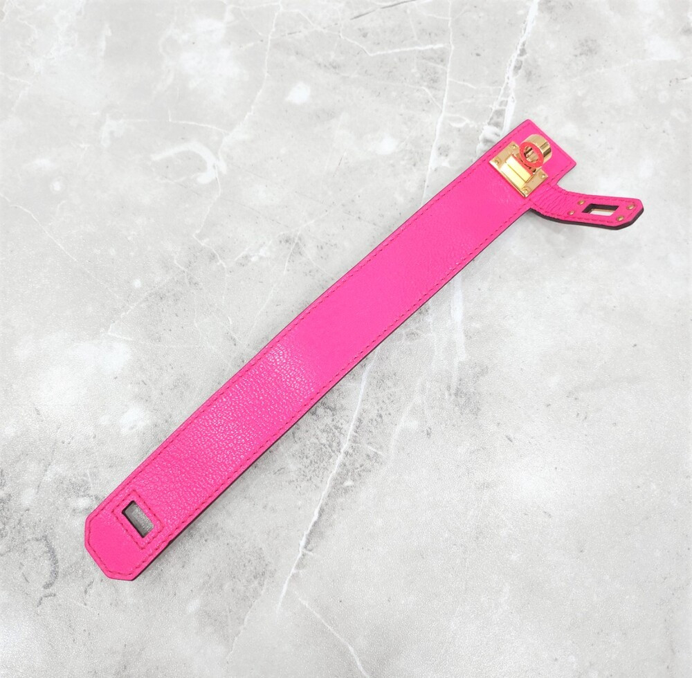 [럭스유] 에르메스 핑크 켈리 트위스트 레더 팔찌 S