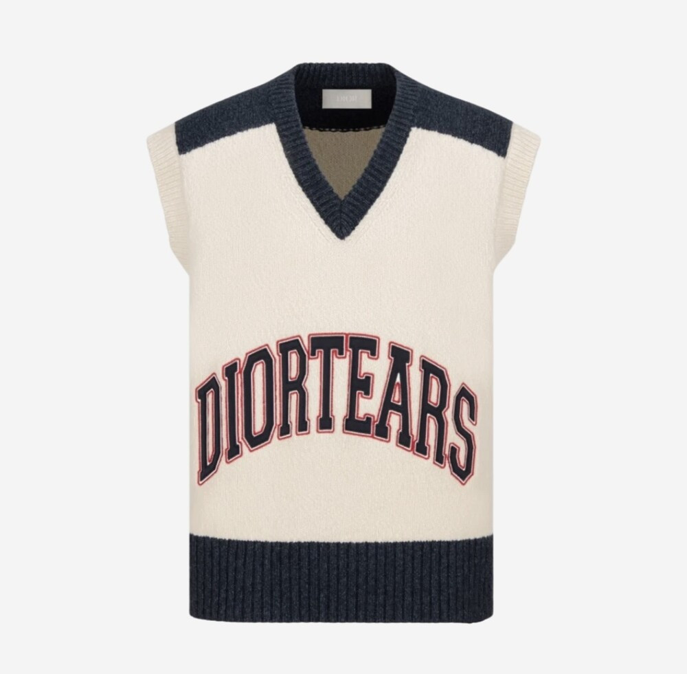 [럭스유] (새상품) M / 디올 X 데님 티어스 울 코튼 자카드 스웨터 베스트