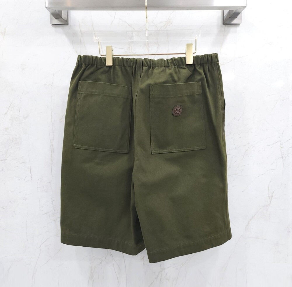 [럭스유] (새상품) 50 / 구찌 캔버스 레더 코튼 팬츠