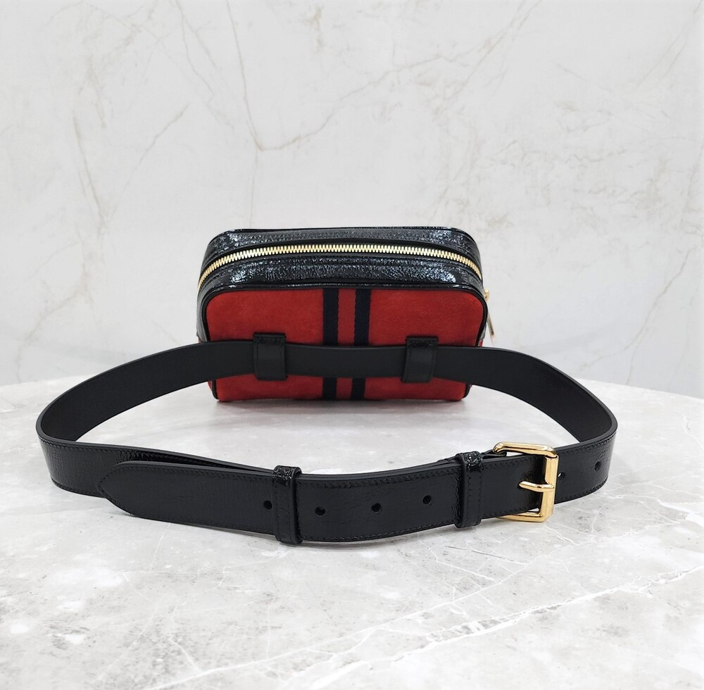 [럭스유] (새상품) 구찌 레드 스웨이드 오피디아 WEB 스몰 힙색 벨트백 517076