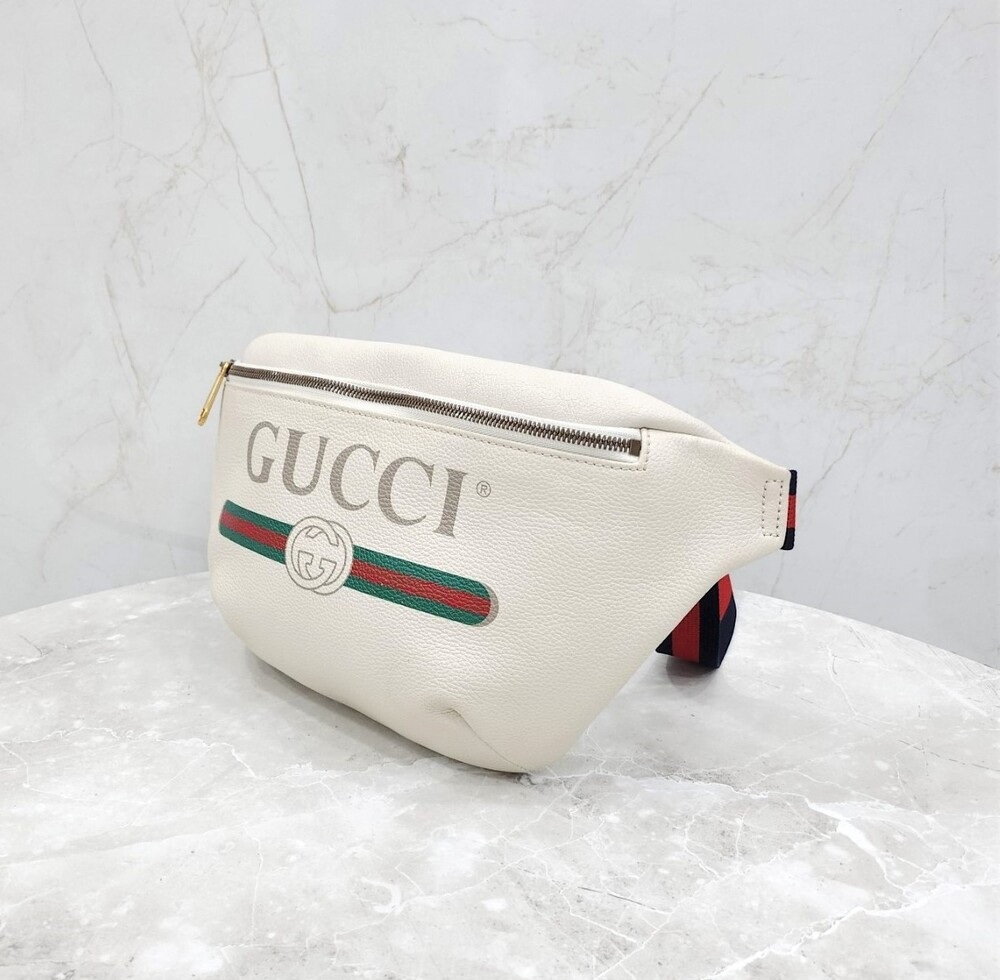 [럭스유] 구찌 띠로고 삼선 레더 힙색 530412