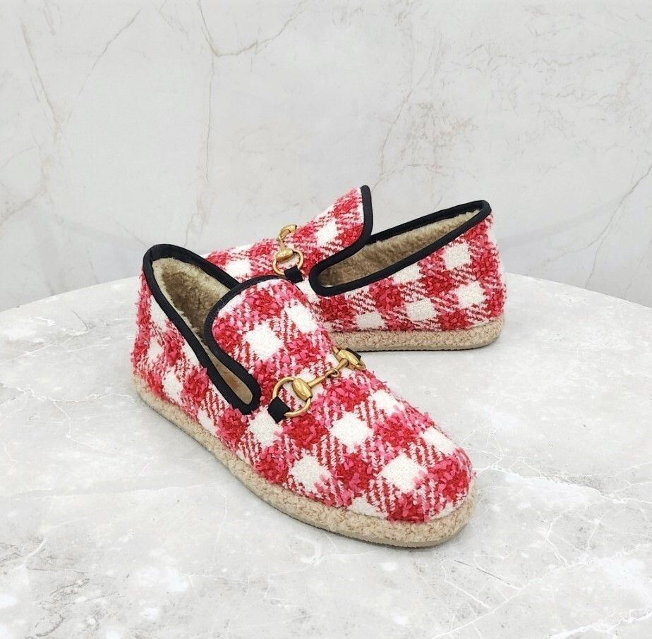 [럭스유] 37.5 / 구찌 체크 울 홀스빗 로퍼