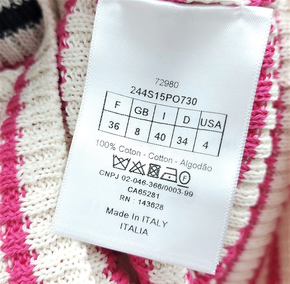 [럭스유] (새상품) 36 / 디올 리비에라 스트라이프 반소매 니트 핑크 244S15PO730