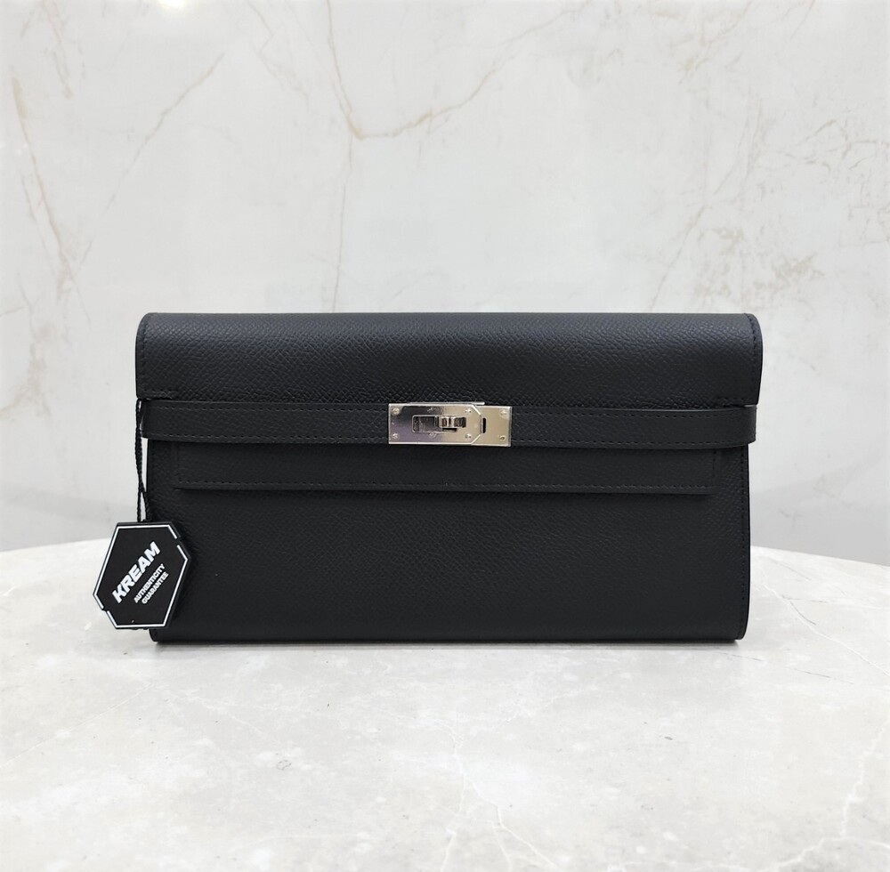 [럭스유] 에르메스 켈리 클래식 장지갑 앱송 팔라듐 누아 W각인