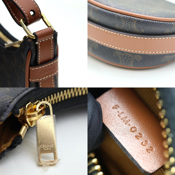 Celine(셀린느) 10I602DS1.04LU 트리오페 캔버스 탄 카프스킨 미니 아바 호보 숄더백