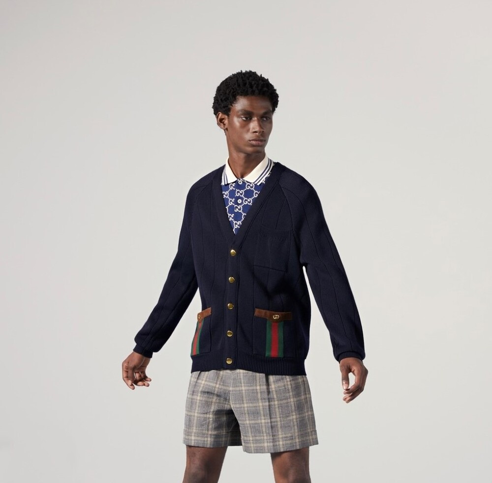 [럭스유] L / 구찌 웹 디테일 울 블렌드 가디건