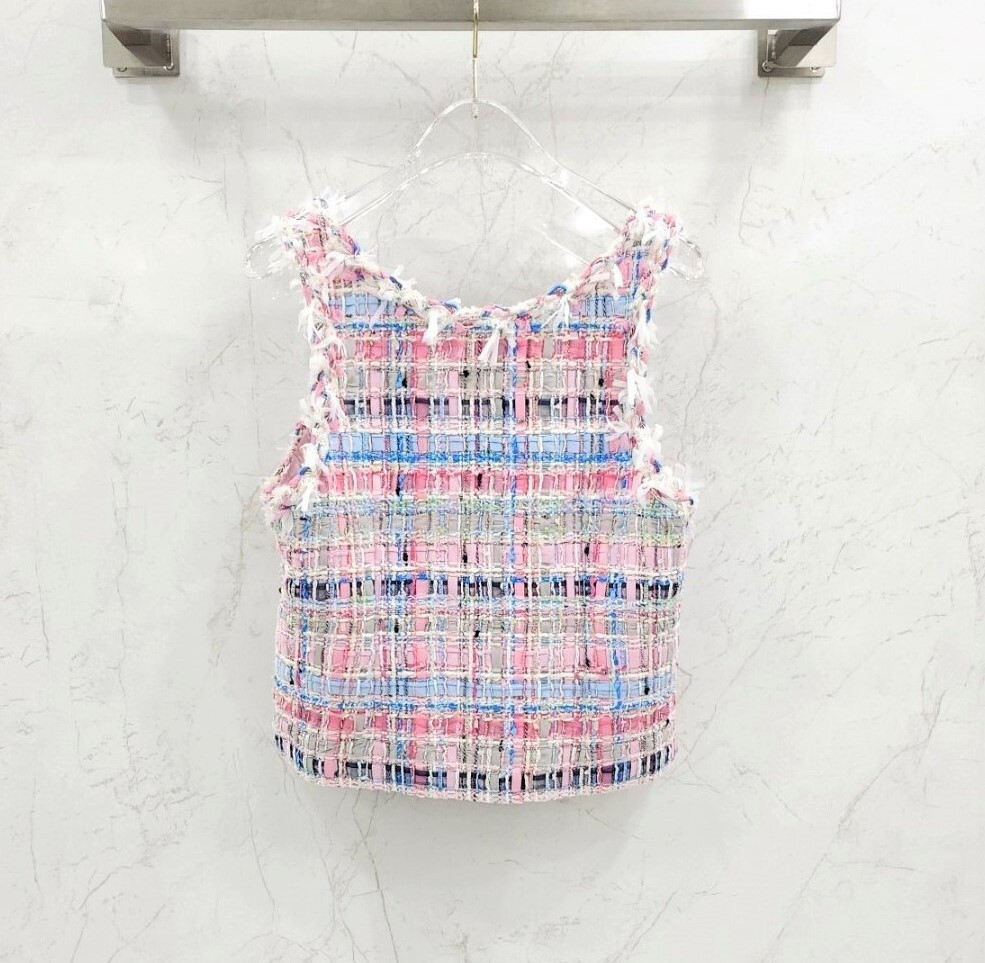 [럭스유] (새상품) 34 / 샤넬 25SS 트위드 뷔스티에 베스트 코튼 실크 P79636