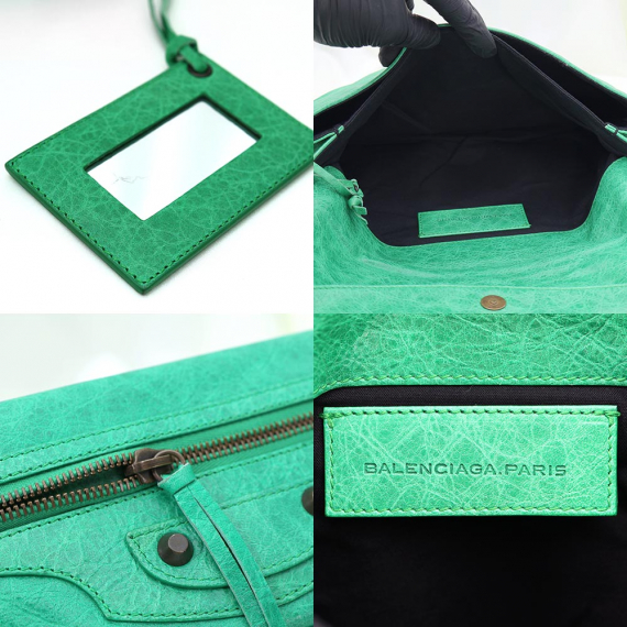 Balenciaga(발렌시아가) 224915 그린 램스킨 클래식 엔벨로프 클러치
