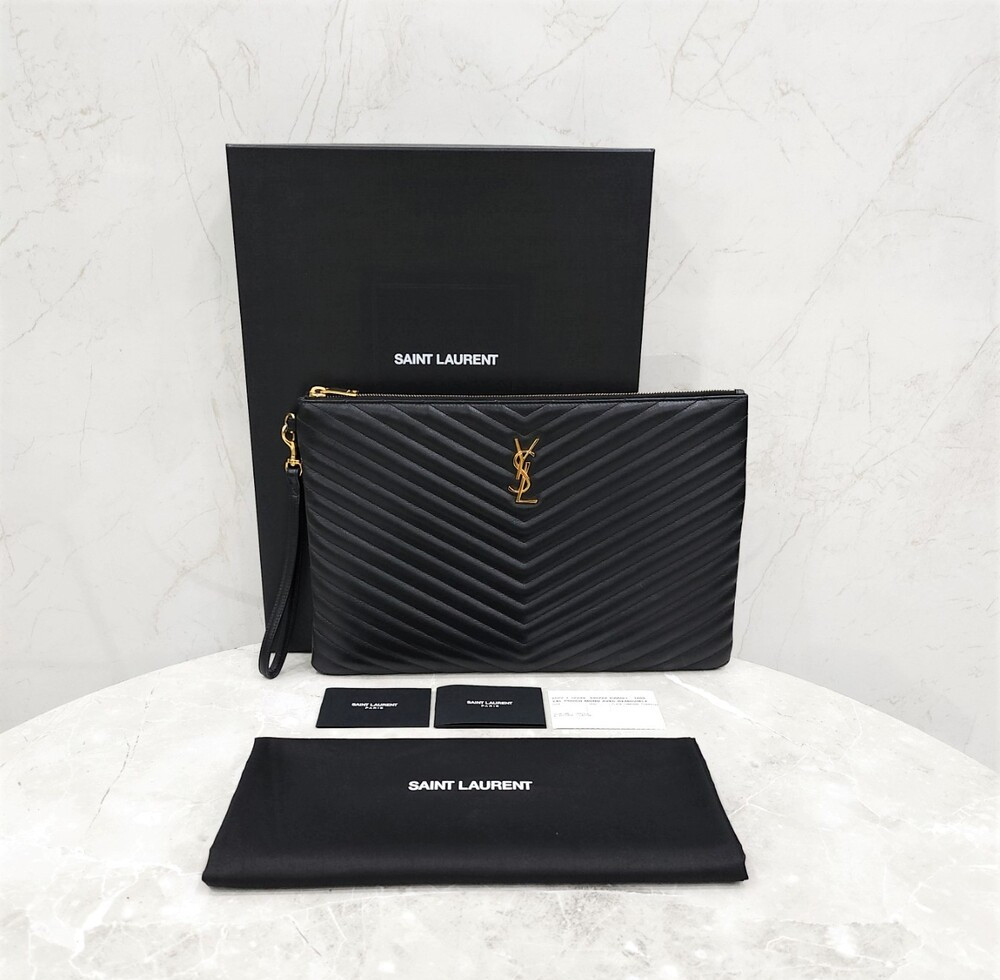 [럭스유] 생로랑 마틀라세 레더 스트랩 클러치 440222