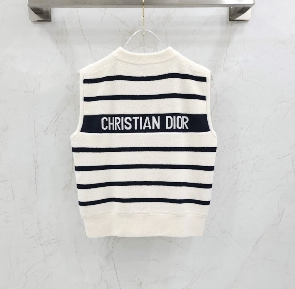 [럭스유] (새상품) 38 / 디올 리비에라 테리 니트 지퍼 베스트 544G14A7801