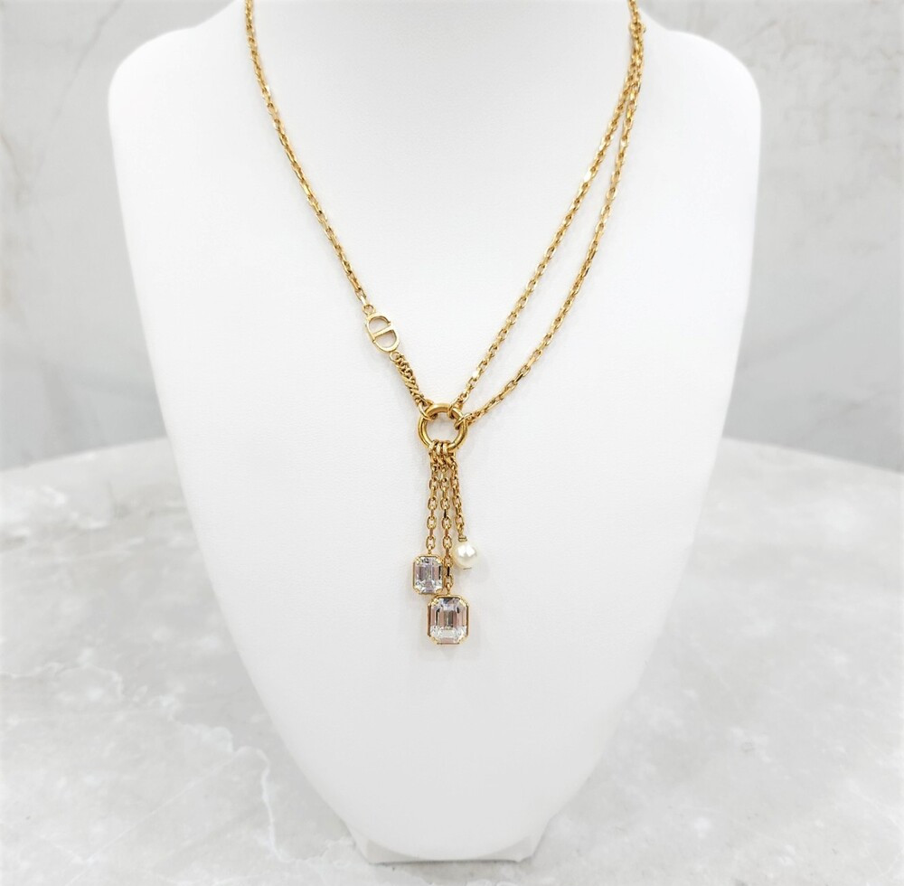 [럭스유] 디올 PETIT CD 큐빅 진주 체인 목걸이 N3048WOMCY