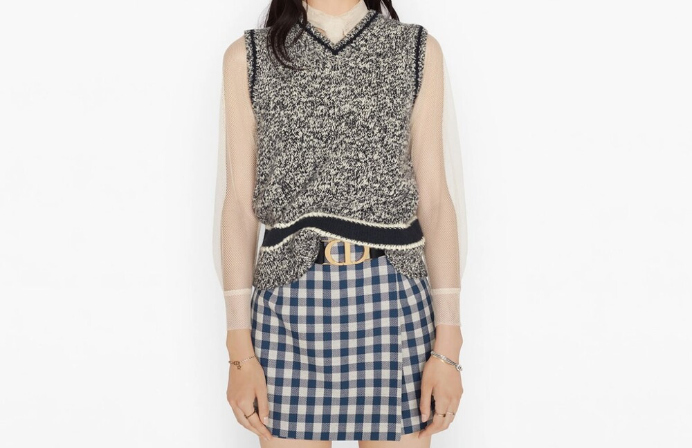 [럭스유] 38 / 디올 브이넥 슬리브리스 스웨터 울 캐시미어 니트 054T01AM303