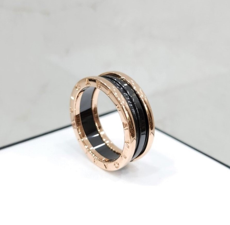 [럭스유] 불가리 블랙 세라믹 비제로원 링 18K 로즈골드 62호 347037
