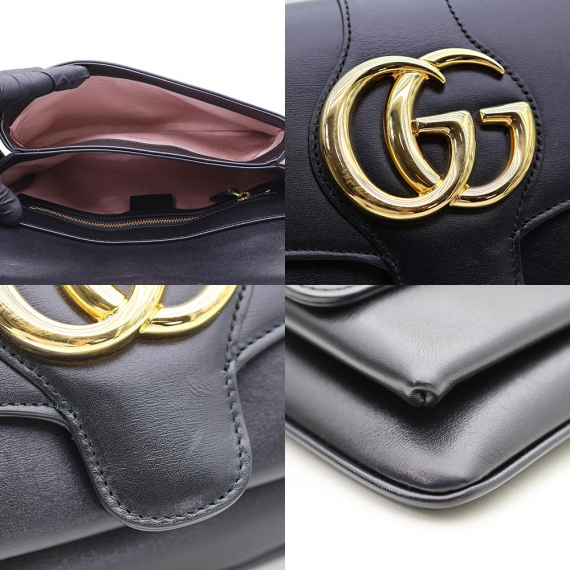 Gucci(구찌) 550129 블랙 레더 금장 더블 G 알리 스몰 숄더백