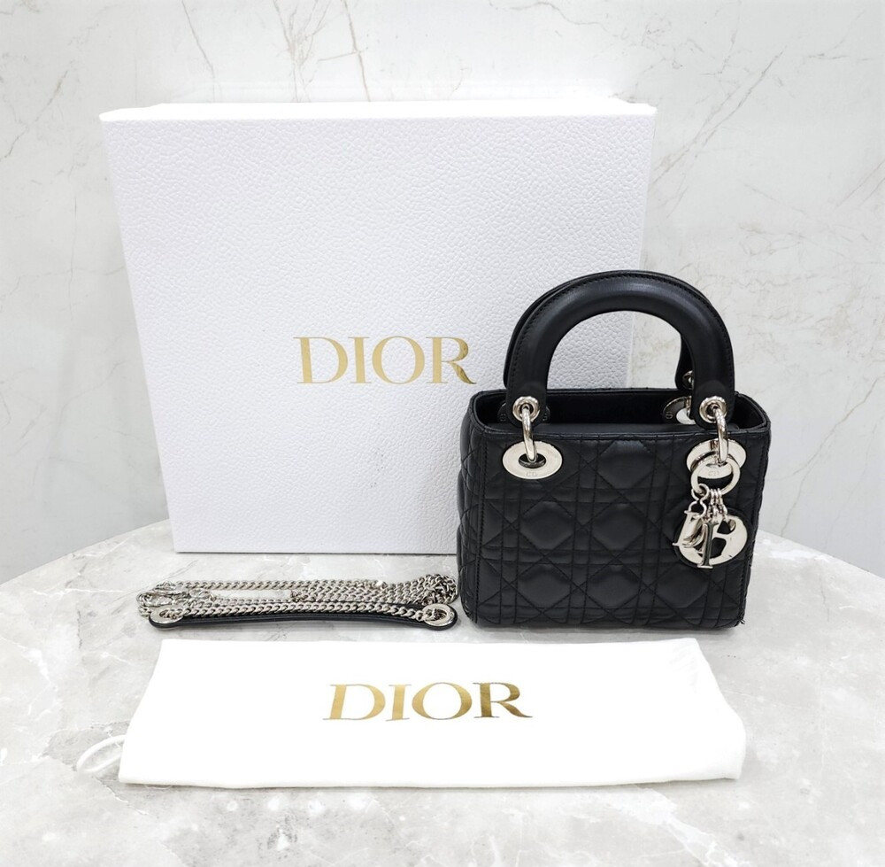 [럭스유] 디올 레이디 디올 미니 백 블랙 까나쥬