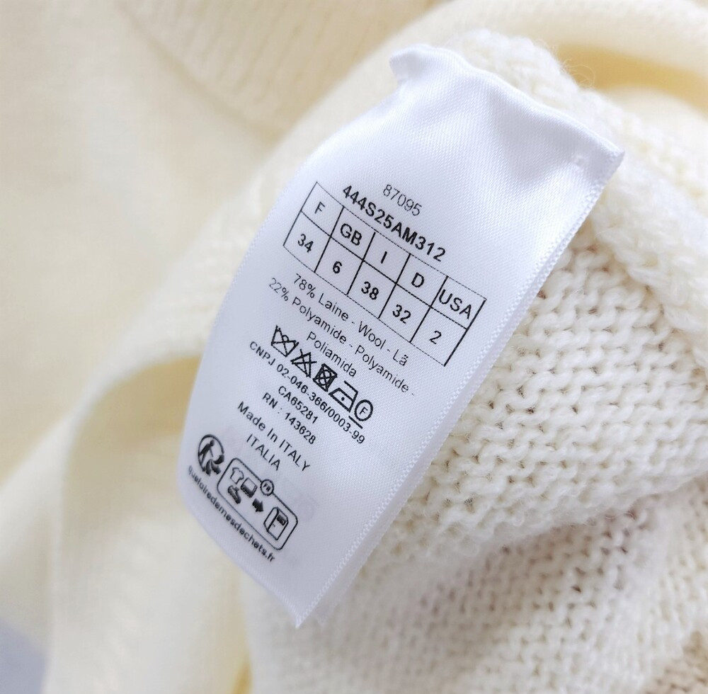 [럭스유] (새상품) 34 / 디올 스탠드 칼라 슬리브리스 스웨터 에크루 444S25AM312