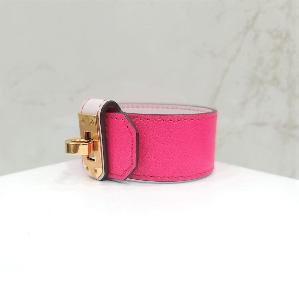 [럭스유] 에르메스 핑크 켈리 트위스트 레더 팔찌 S