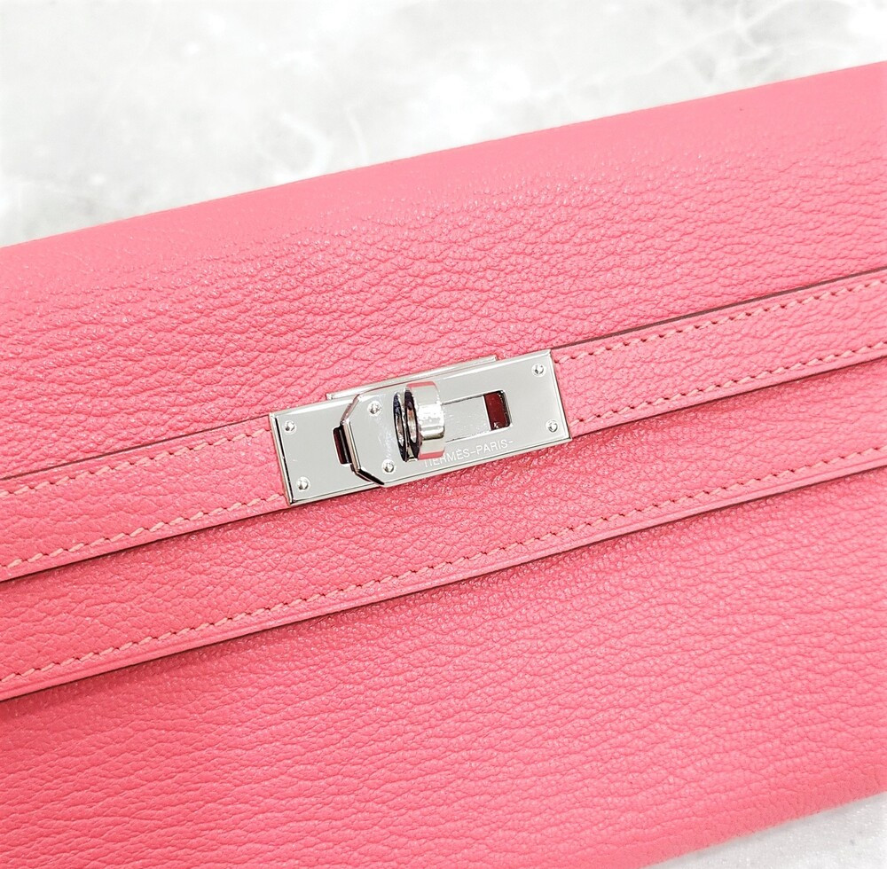 [럭스유] 에르메스 켈리 장지갑 핑크 은장
