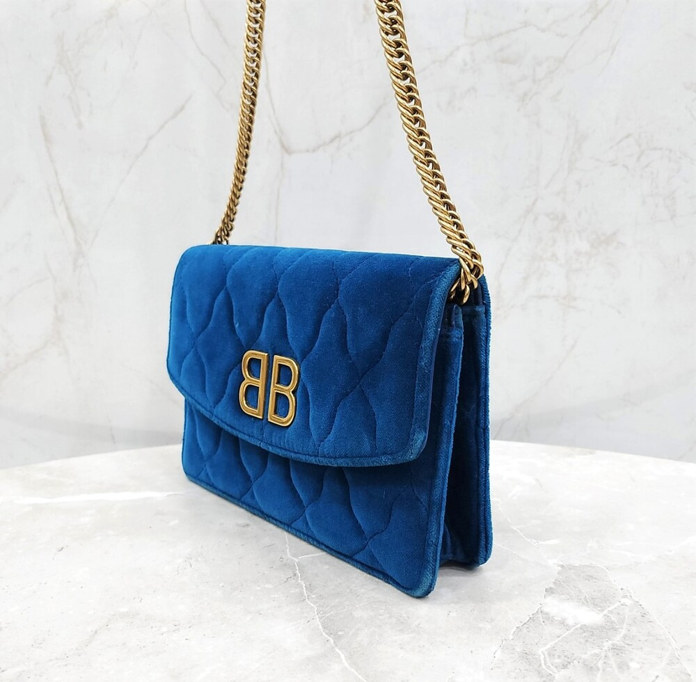 [럭스유] 발렌시아가 BB 월렛 체인 벨벳 숄더 크로스백