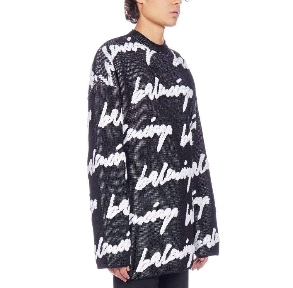 [럭스유] L / 발렌시아가 코튼 3D 스크리블 로고 니트