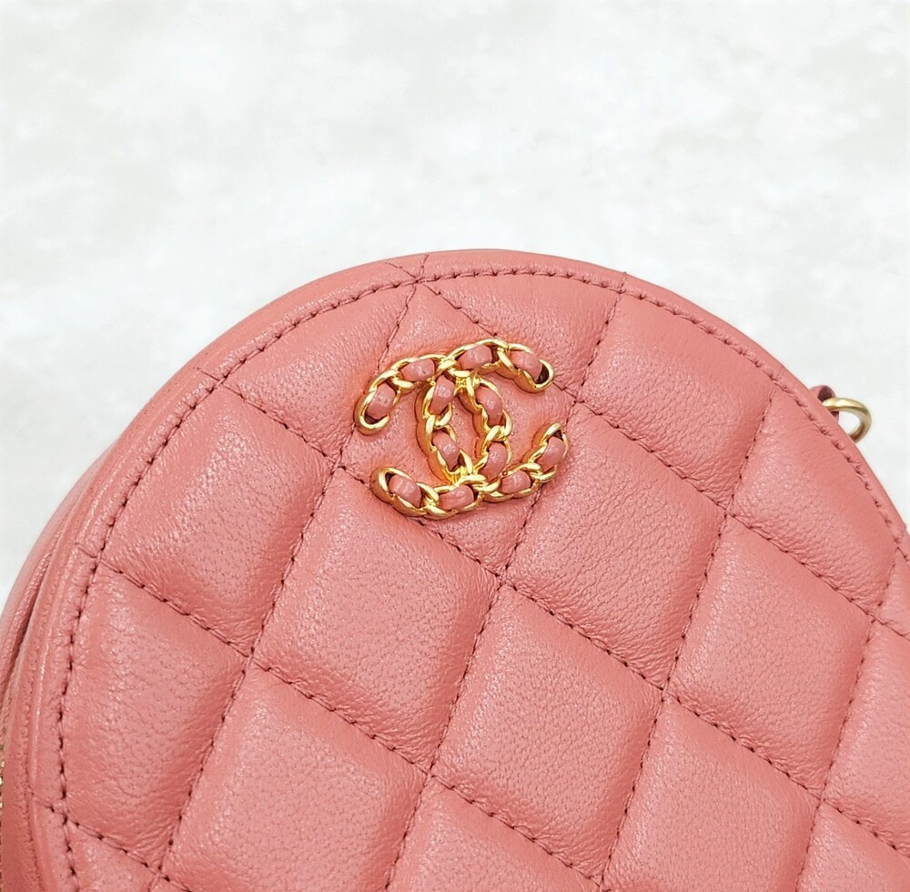 [럭스유] 샤넬 19 핑크 체인 탬버린 미니 백 AP0725