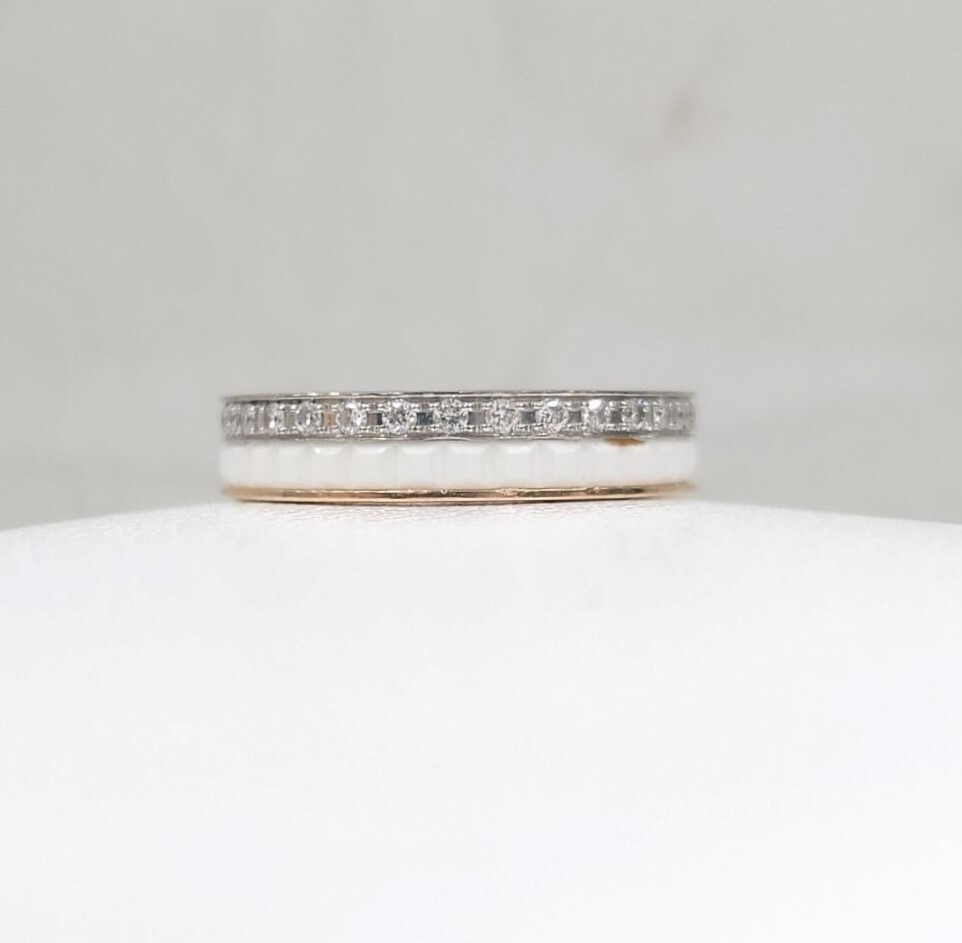 [럭스유] 부쉐론 다이아 콰트로 화이트 에디션 웨딩밴드 링 47호 JAL00237