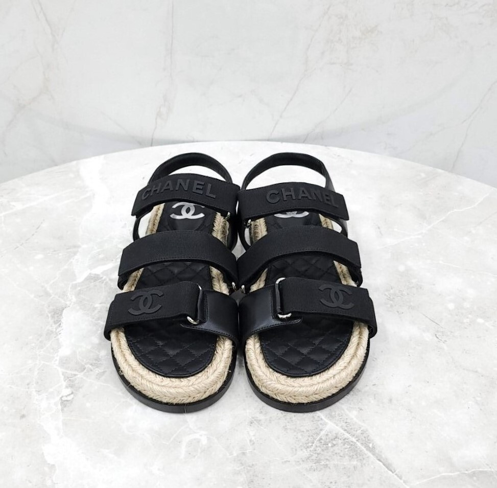 [럭스유] (새상품) 36 / 샤넬 CC로고 벨크로 에스파듀 샌들 G38177