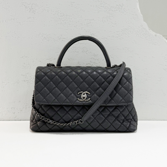 샤넬 캐비어 코코핸들 미디움 토트백 그레이 21번대 빈티지 은장 A92991