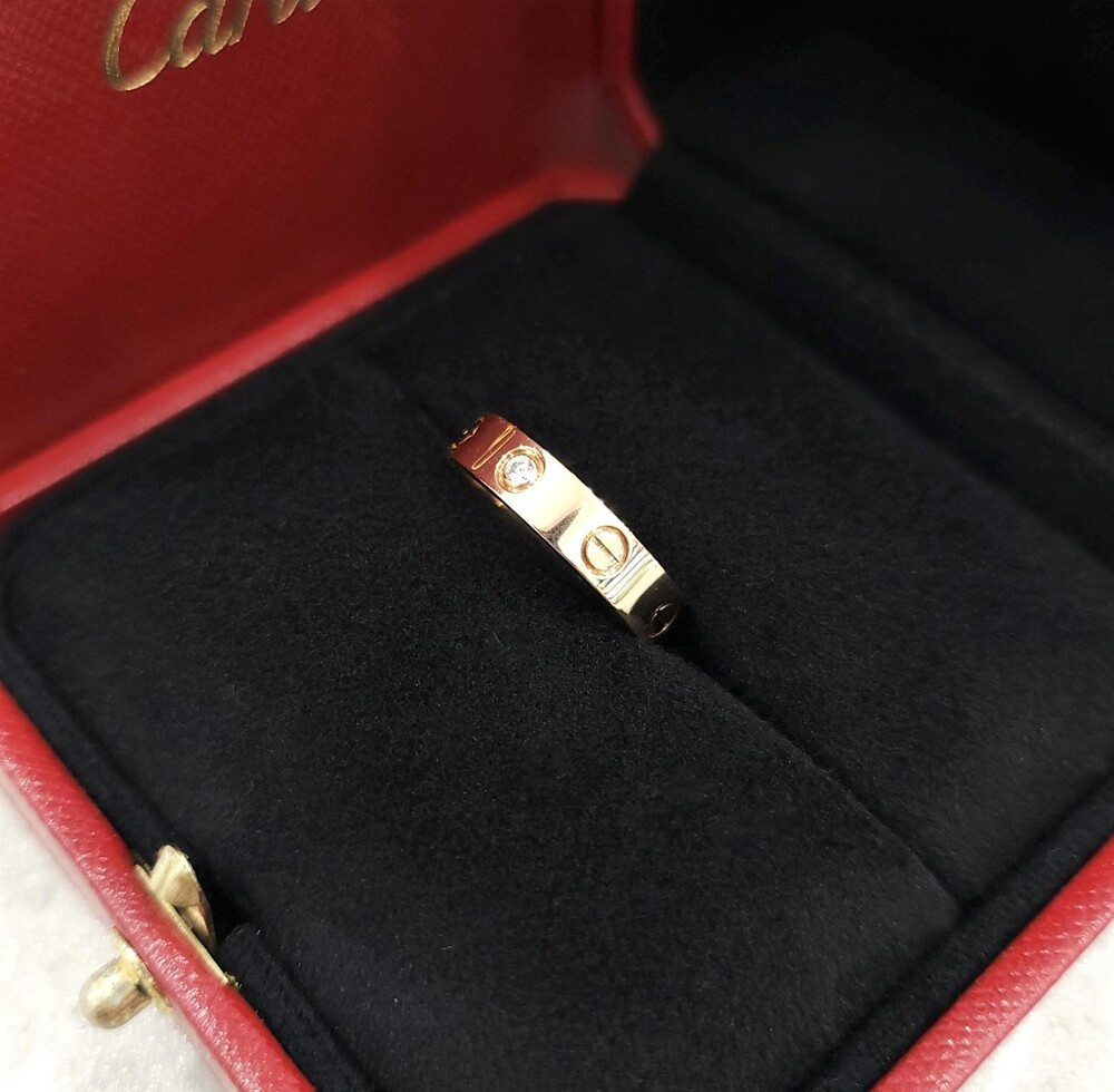 [럭스유] 까르띠에 다이아 1P 러브밴드 링 49호 18K 로즈골드