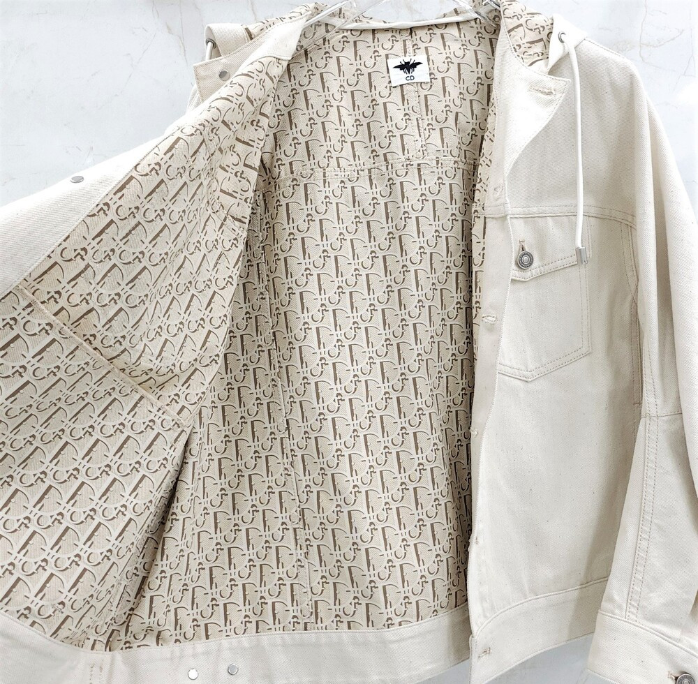 [럭스유] (새상품) 34 / 디올 오버사이즈 에크루 오블리크 데님 자켓 522V46A3050