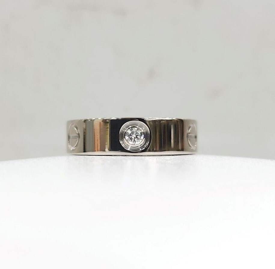 [럭스유] 까르띠에 다이아 3P 러브밴드 링 18K 화이트골드 55호