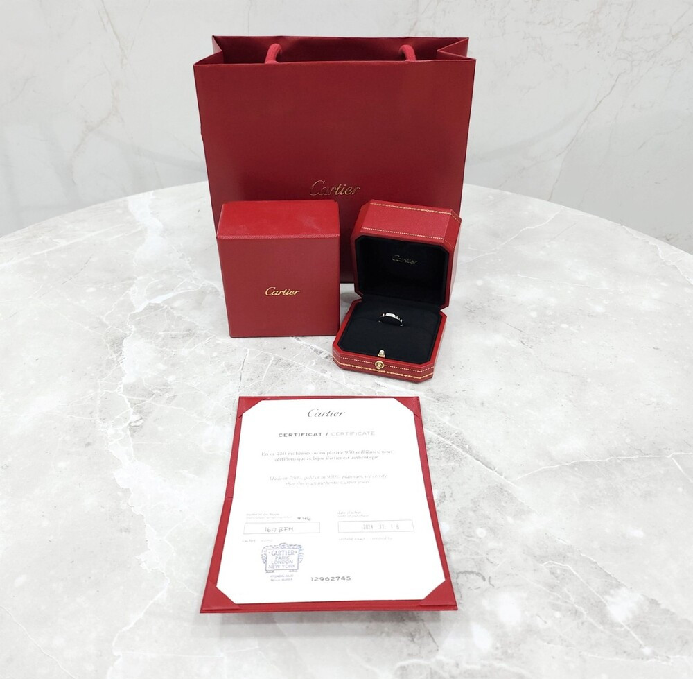 [럭스유] 까르띠에 마이용 팬더 웨딩밴드 링 18K 화이트골드 46호