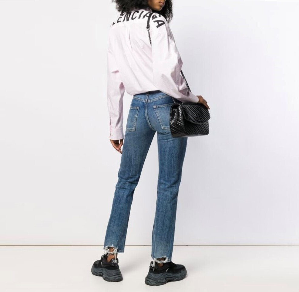 [럭스유] (새상품) 32 / 발렌시아가 핑크 스트라이프 백로고 뉴 스윙 셔츠