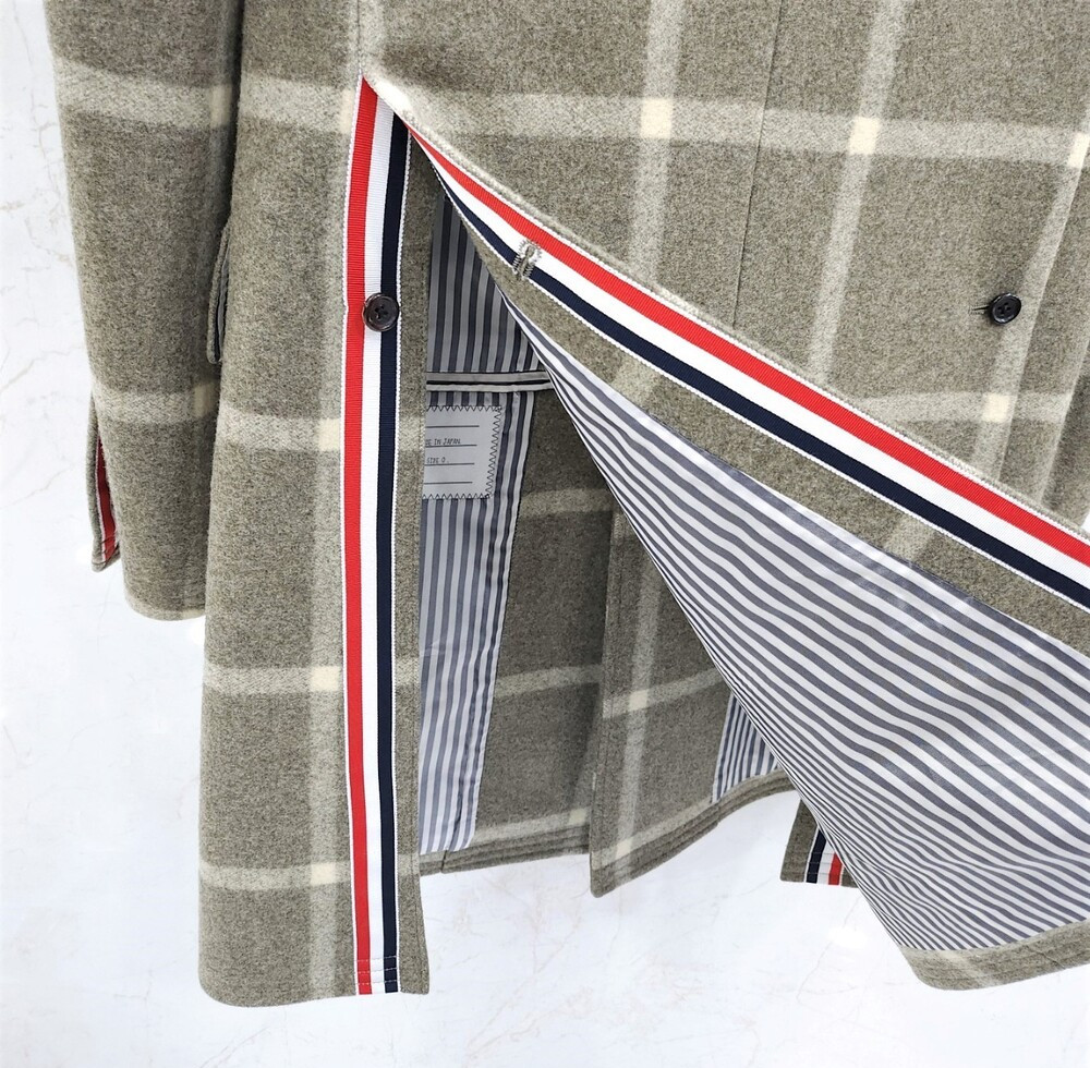 [럭스유] 0 / 톰브라운 체크 삼선 울 코트