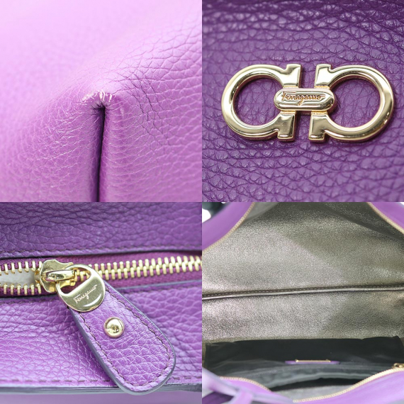 Ferragamo(페라가모) 21 D766 퍼플 카프스킨 금장 간치니 바이스 쇼퍼 숄더백