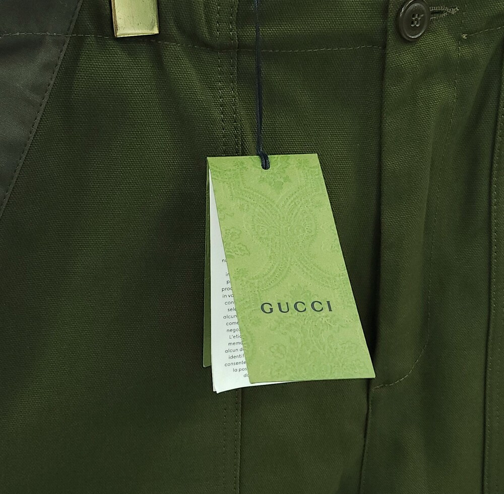 [럭스유] (새상품) 50 / 구찌 캔버스 레더 코튼 팬츠