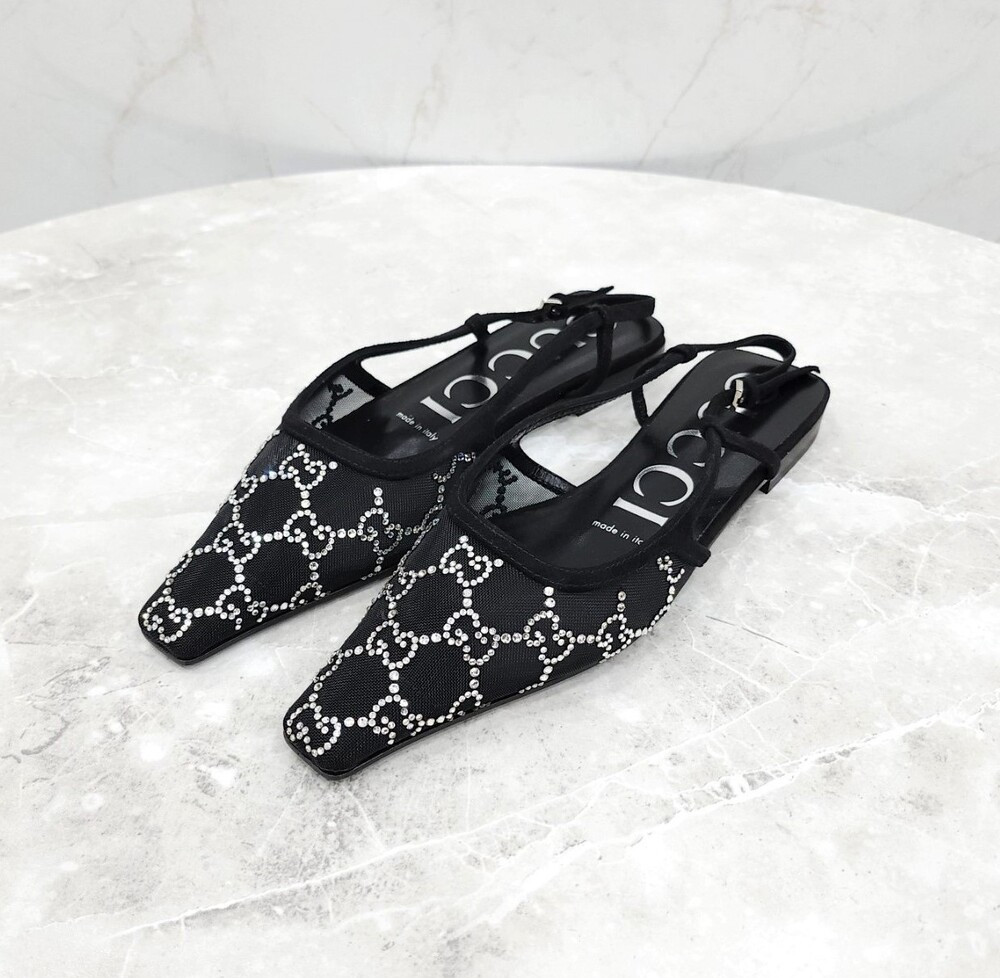 [럭스유] (새상품) 36 / 구찌 GG 임벨리시드 발레리나 플랫 슬링백 771662