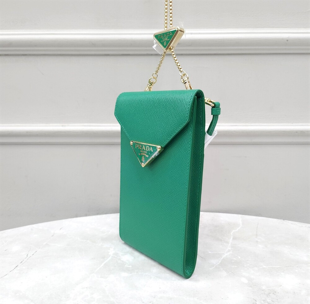 [럭스유] 프라다 그린 폰파우치 레더 미니백