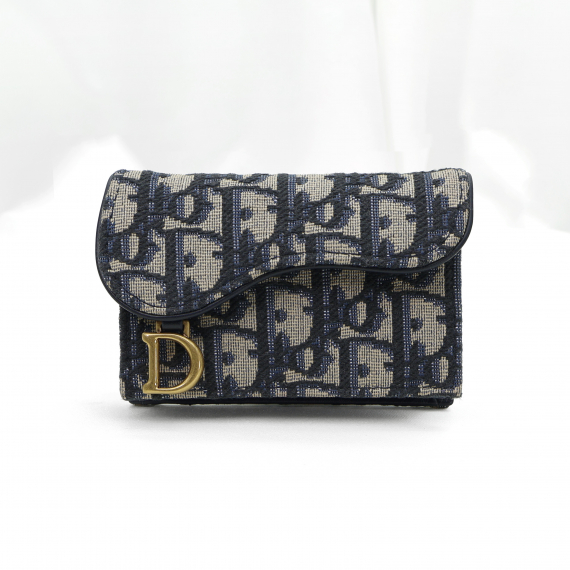 Dior(크리스챤디올) S5611CTZQ 블루 오블리크 자카드 새들 플랩 카드지갑
