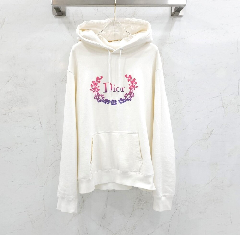 [럭스유] XXL / 디올 화이트 플라워 로고 후드티