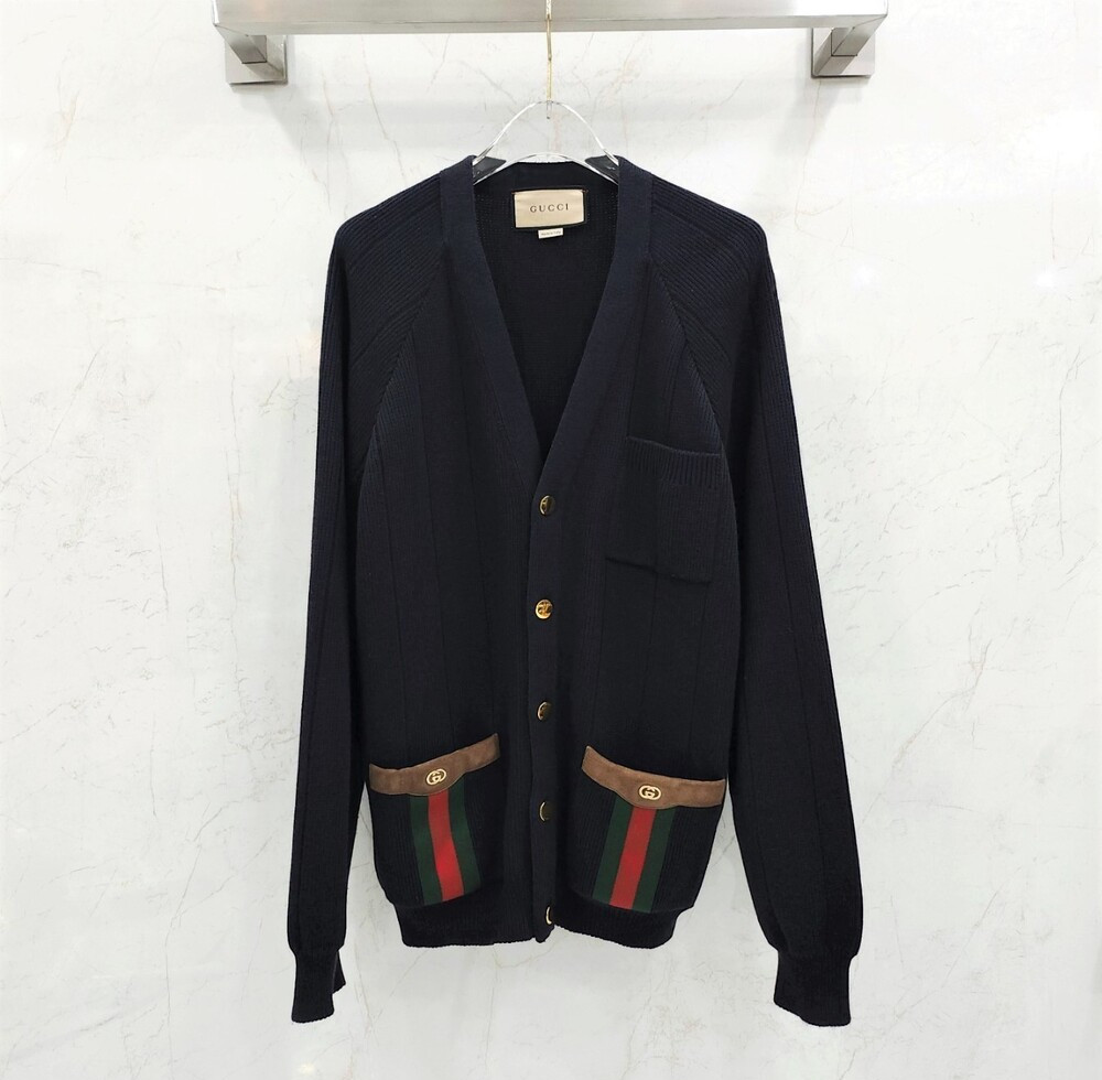 [럭스유] L / 구찌 웹 디테일 울 블렌드 가디건