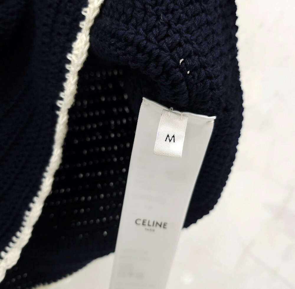 [럭스유] (새상품) M / 셀린느 코튼 크로셰 나시 탑 네이비 RX0BN0S47