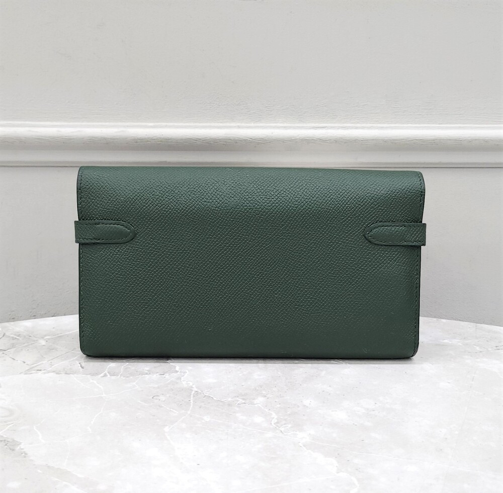 [럭스유] 에르메스 켈리 장지갑 앱송 그린 은장 D각인