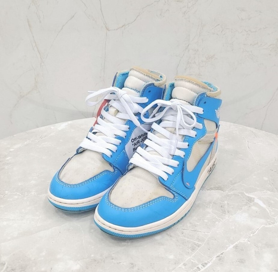 [럭스유] 250 / 나이키 조던1 X 오프화이트 레트로 하이 UNC 파우더블루