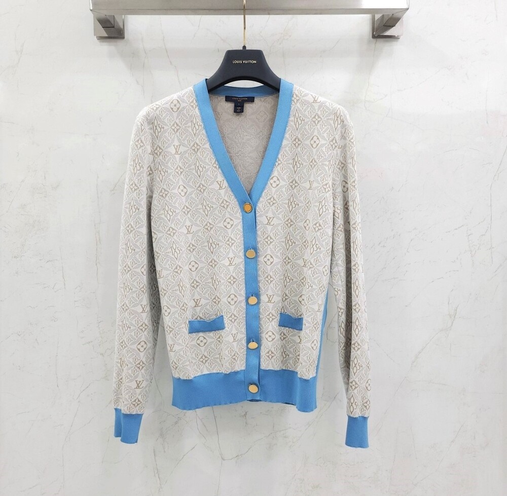 [럭스유] L / 루이비통 모노그램 Since 1854 콘트라스트 트림 가디건