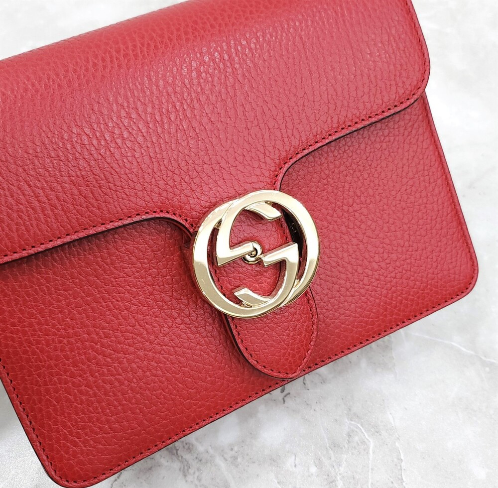 [럭스유] 구찌 GG 인터로킹 체인 크로스백 스몰 레드 510304